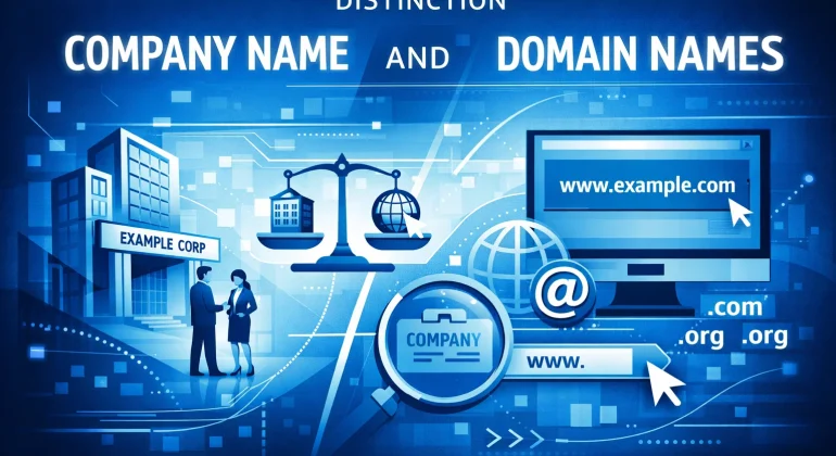 distinction company name domain name
