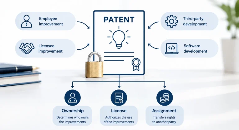 Can a patent holder freely decide who owns improvements to a patent?