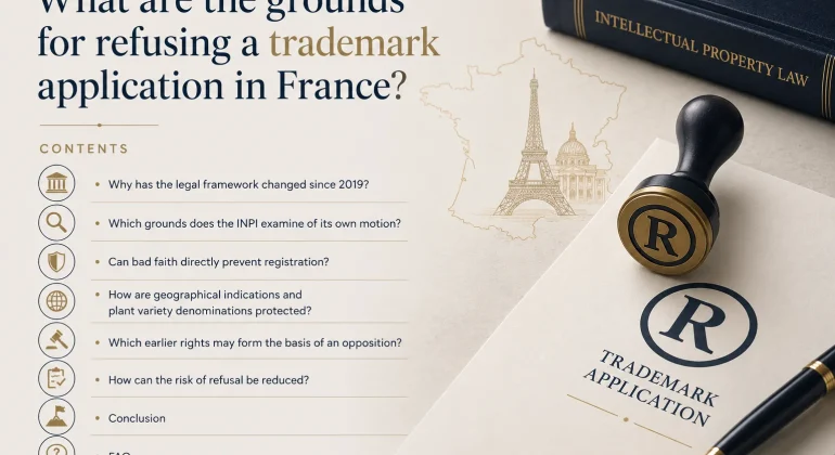What are the grounds for refusing a trademark application in France?